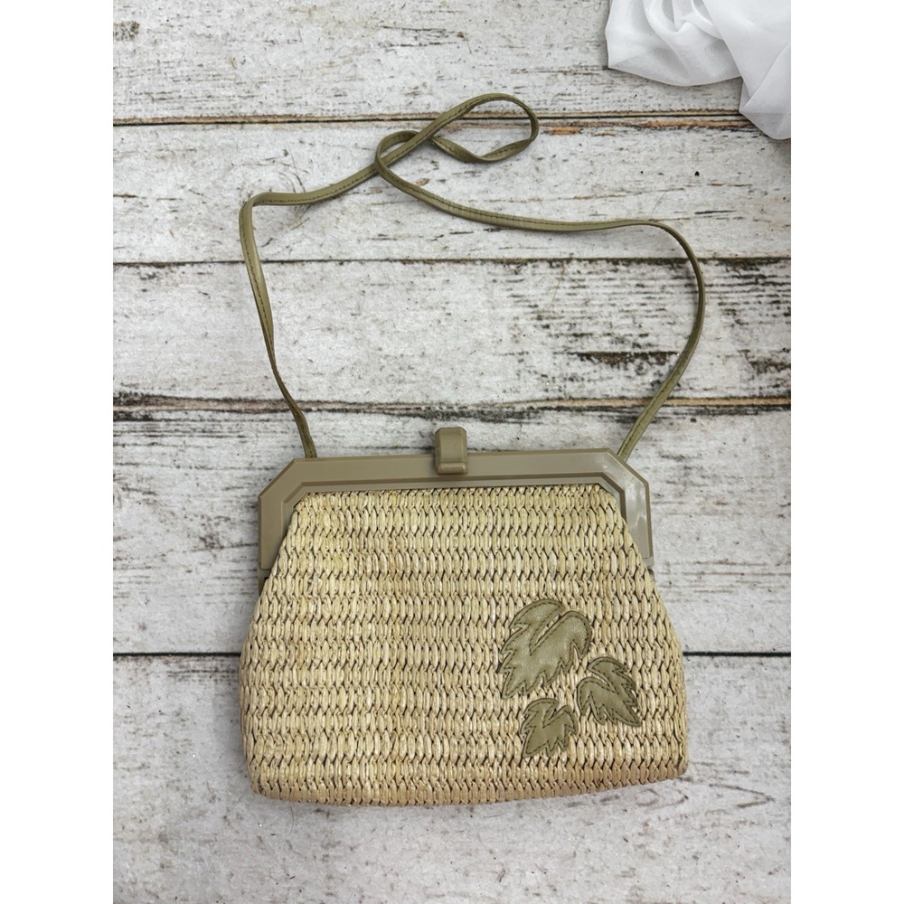 Vintage Express Hong Kong Shoulder Strap Handbag Raffia and Plastic Retro Cool
